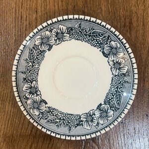 Vintage Royal Blue China Saucer Floral